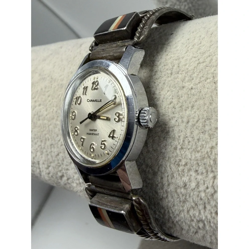 Caravelle Native Indian‎ Style Band Sterling Silver 24MM 5.75